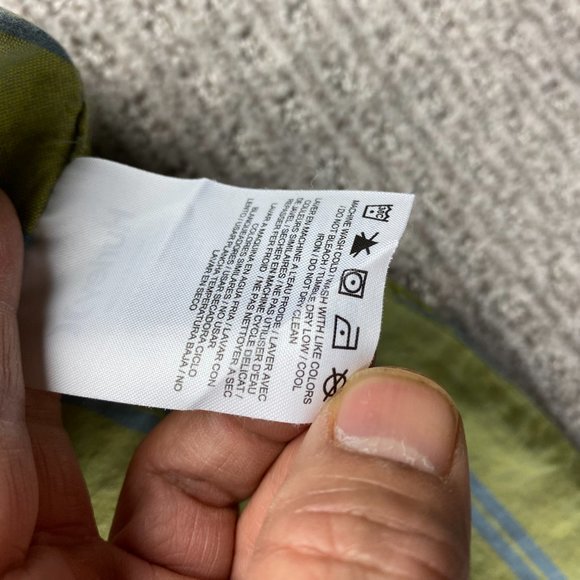 Hurley Shirt Men Medium Large L Green Blue Striped Button Down Short Sleeve Surf - Picture 8 of 12